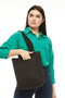Zoozie Bags Bolso Tote 2116, Bolso de Mano de Gabardina 100% Negro con 2 Bolsillos Exteriores, 33 x 45 x 10 cm